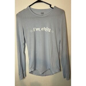 Victoria's Secret PINK PJ Set Small Blue Snowflake Im Chill Long Sleeve Legging